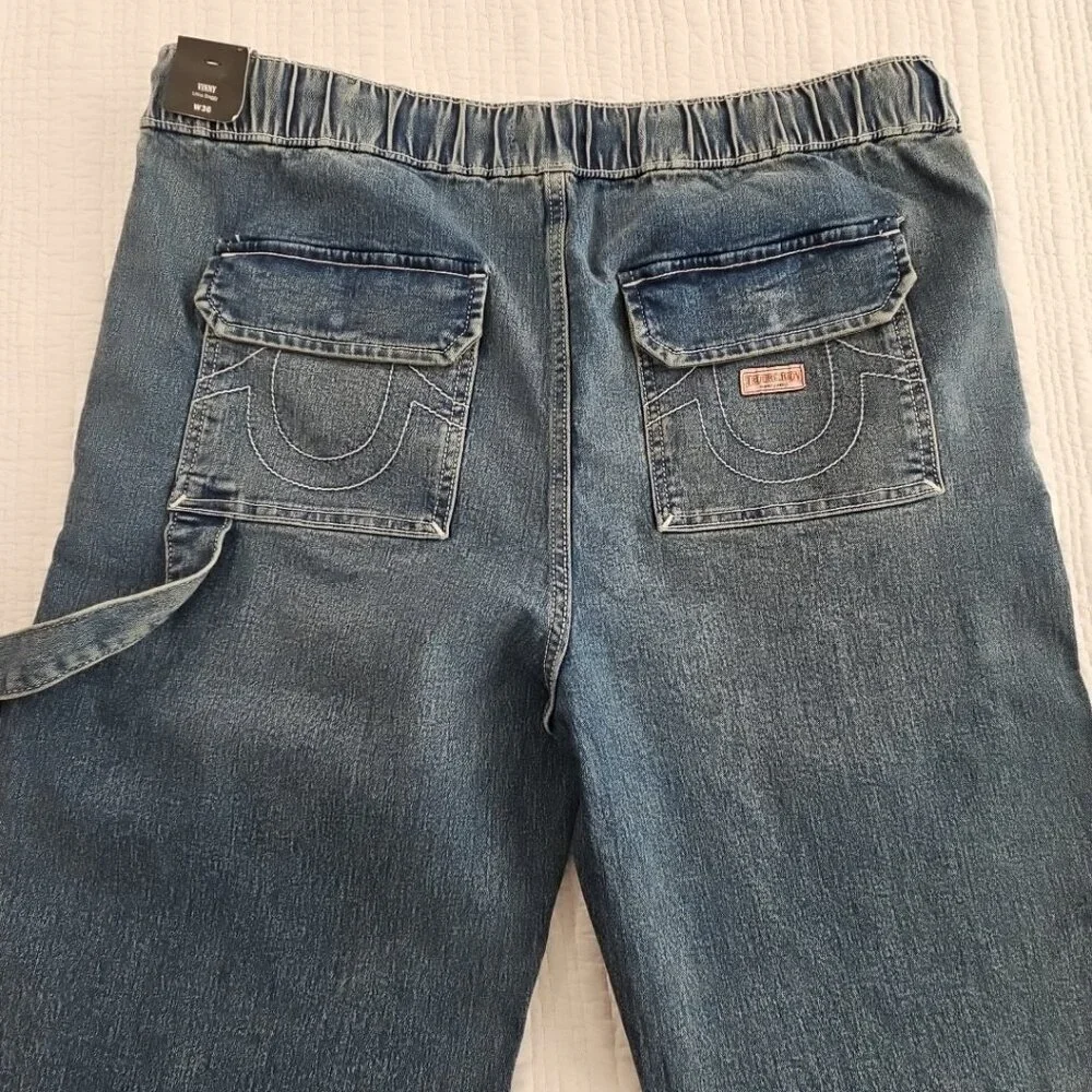 NWT True Religion Vinny‎ Ultra Baggy Carpenter Pants Men's 36x32 Med Wash Blue